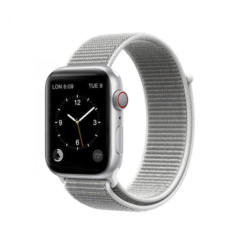 Nylonový řemínek na suchý zip pro Apple Watch-bílý (42-44mm)